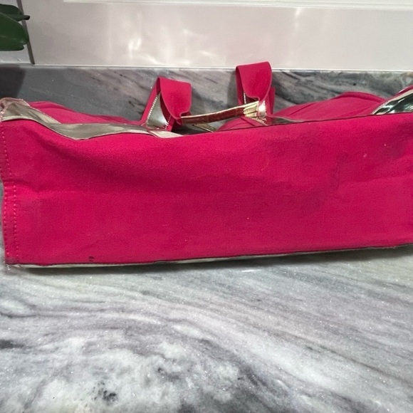 Rare Pink Canvas Tory Burch Tote Bag with Gold Accents - Picture 15 of 16
